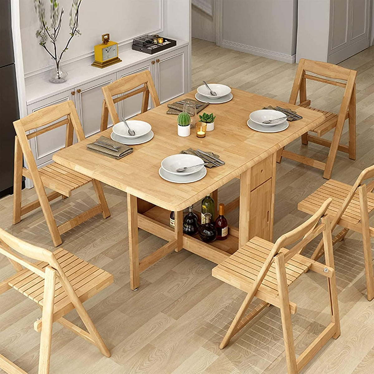 Solid Wood Drop Leaf Folding Dining Table F6042