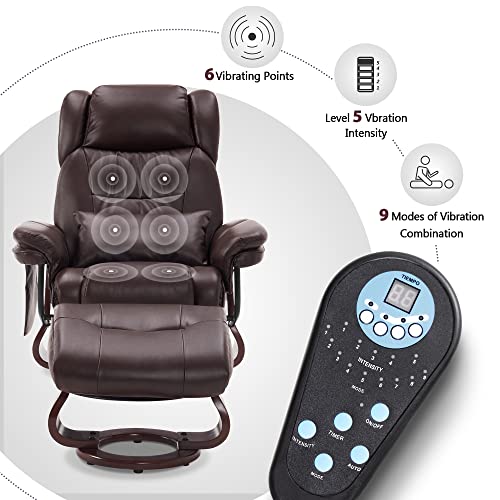 Grey Faux Leather Swivel Recliner with Ottoman Y43894