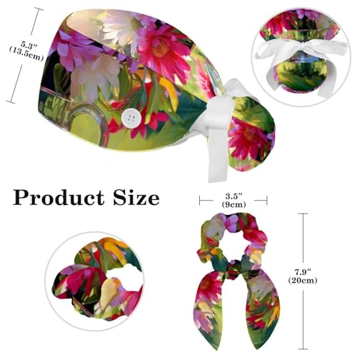 Cotton Scrub Caps with Buttons and Sweatband N850