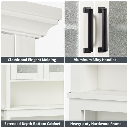 Espresso Over The Toilet Storage Cabinet with Glass Doors and Adjustable Shelf C6183