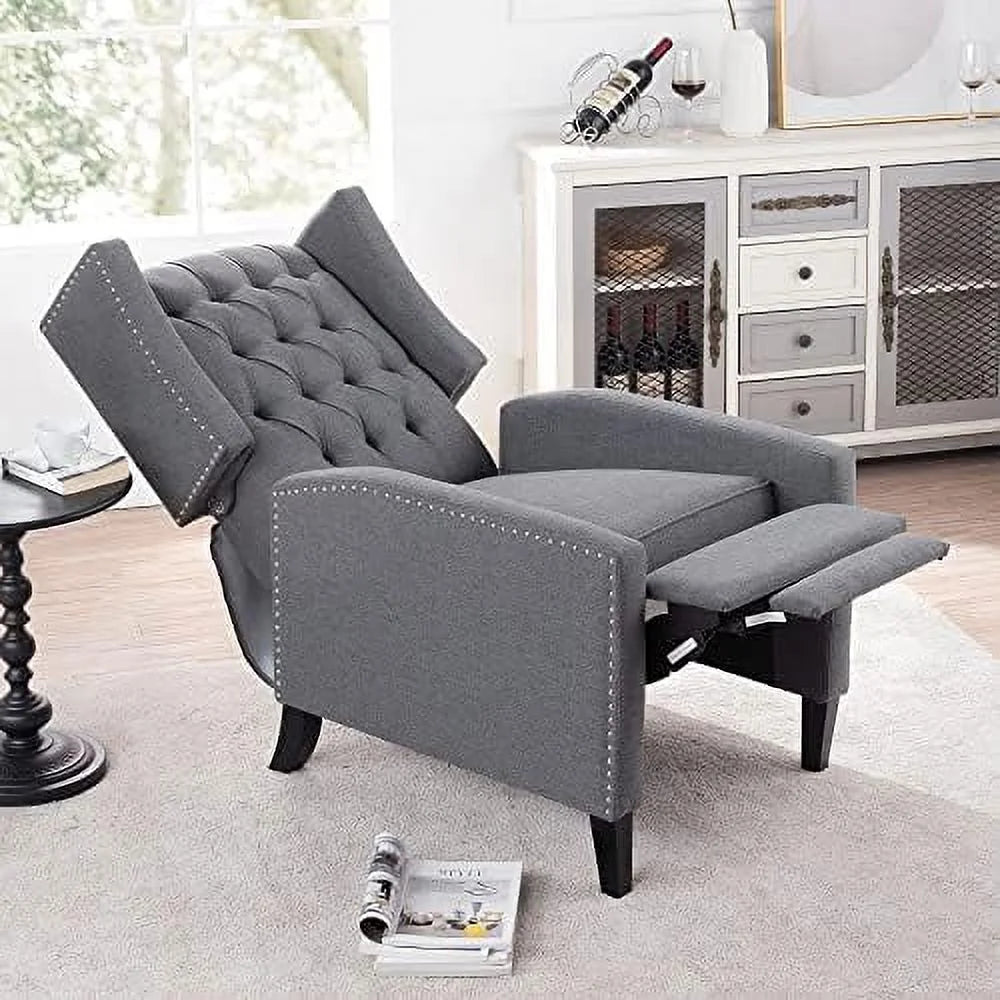 Beige Fabric Push Back Recliner Chair L845487