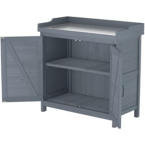 Natural Wooden Storage Cabinet with Potting Bench Z6868