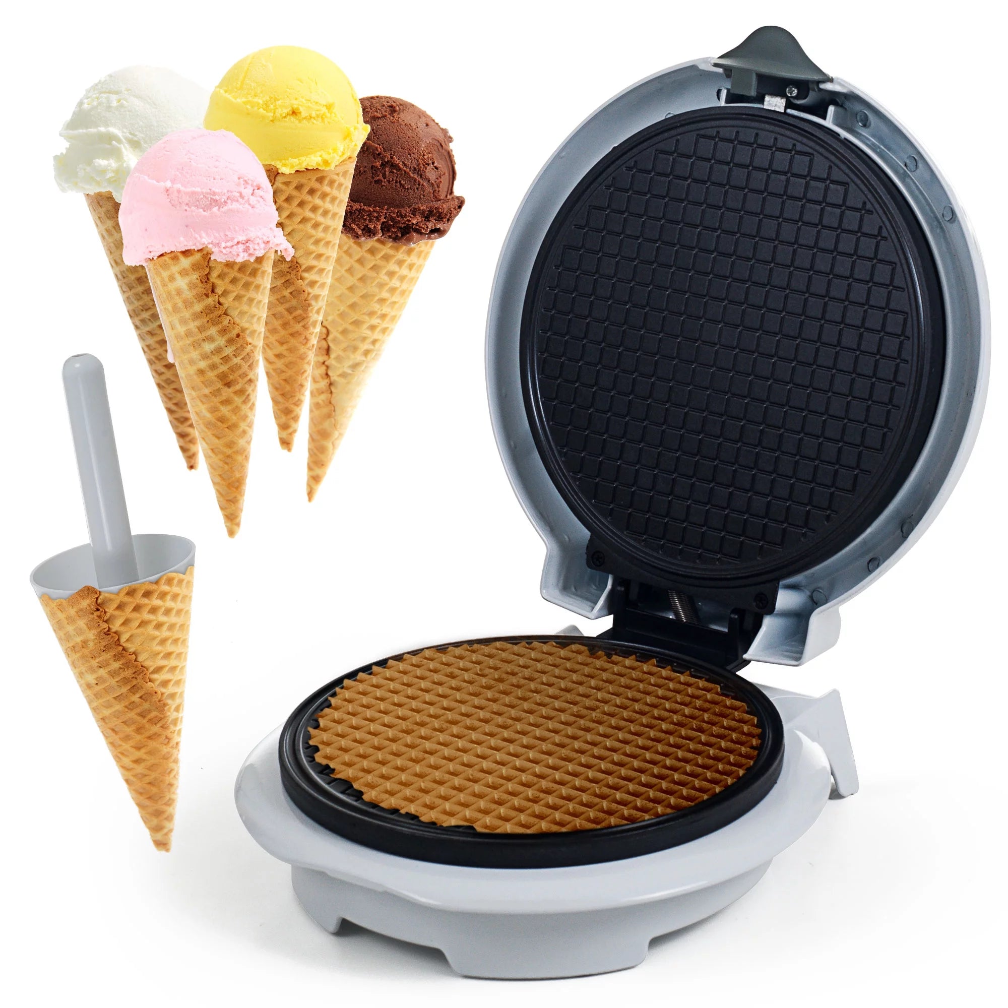 White Electric Nonstick Waffle Cone Maker M5217