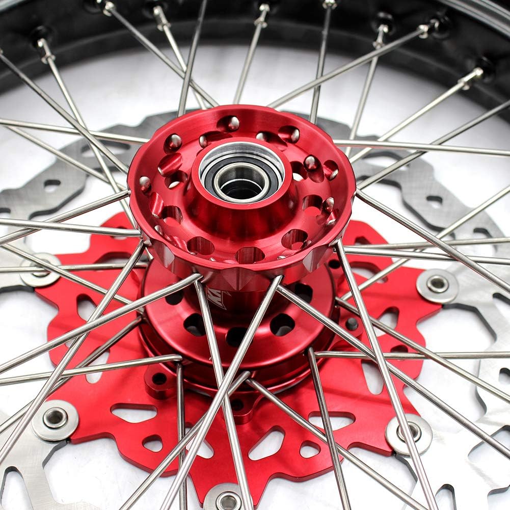 Red Hub Supermoto Wheels with CST Tires P730