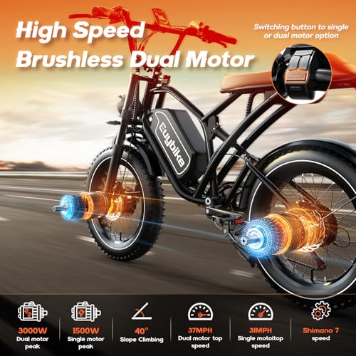 2000W Electric Bike with 48V Battery 20"x4.0" Fat Tires Q540643