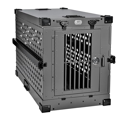 Medium Black Aluminum Dog Crate W4010