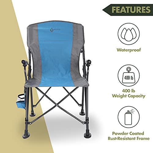 Tan & Gray Heavy-Duty Folding Camping Quad Chair with Cup Holder Y741