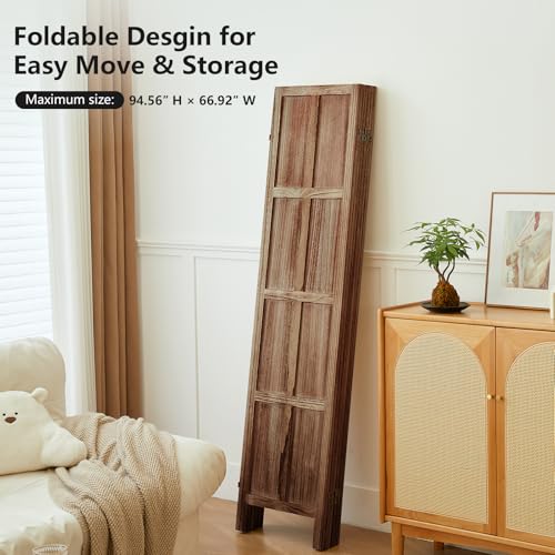 Wood 4 Panel Room Divider, 5.6 FT Tall Folding Privacy Screen G498236