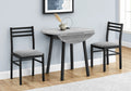 Gray 3pcs Drop Leaf Dining Table Set with Black Metal W49633