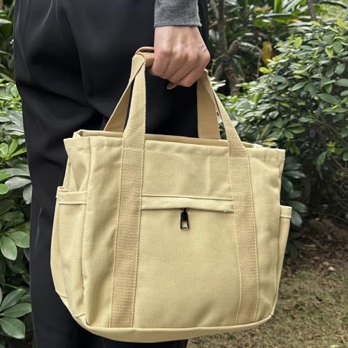 Canvas Tote Bag with Multiple Pockets G784581