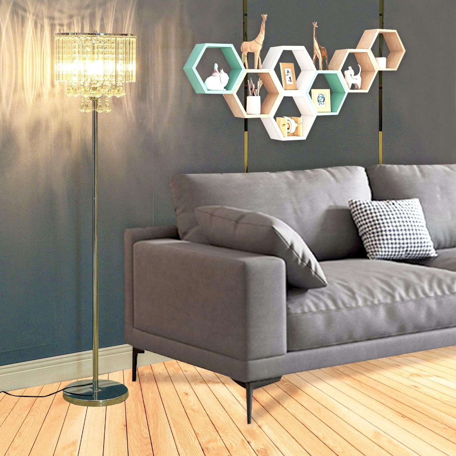 Chrome Crystal 3-Lights Floor Lamp U790326