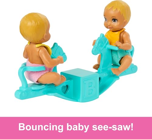 Skipper Doll & Nursery Playset with Accessories, Includes Twin Baby Dolls, 1 Crib, 1 Swing, 1 See-Saw U406045