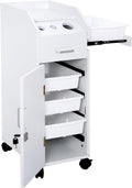 Rolling Hair Salon Storage Cart with Wheels & 3 Hair Dryer Holders & Drawers & Lock L10125