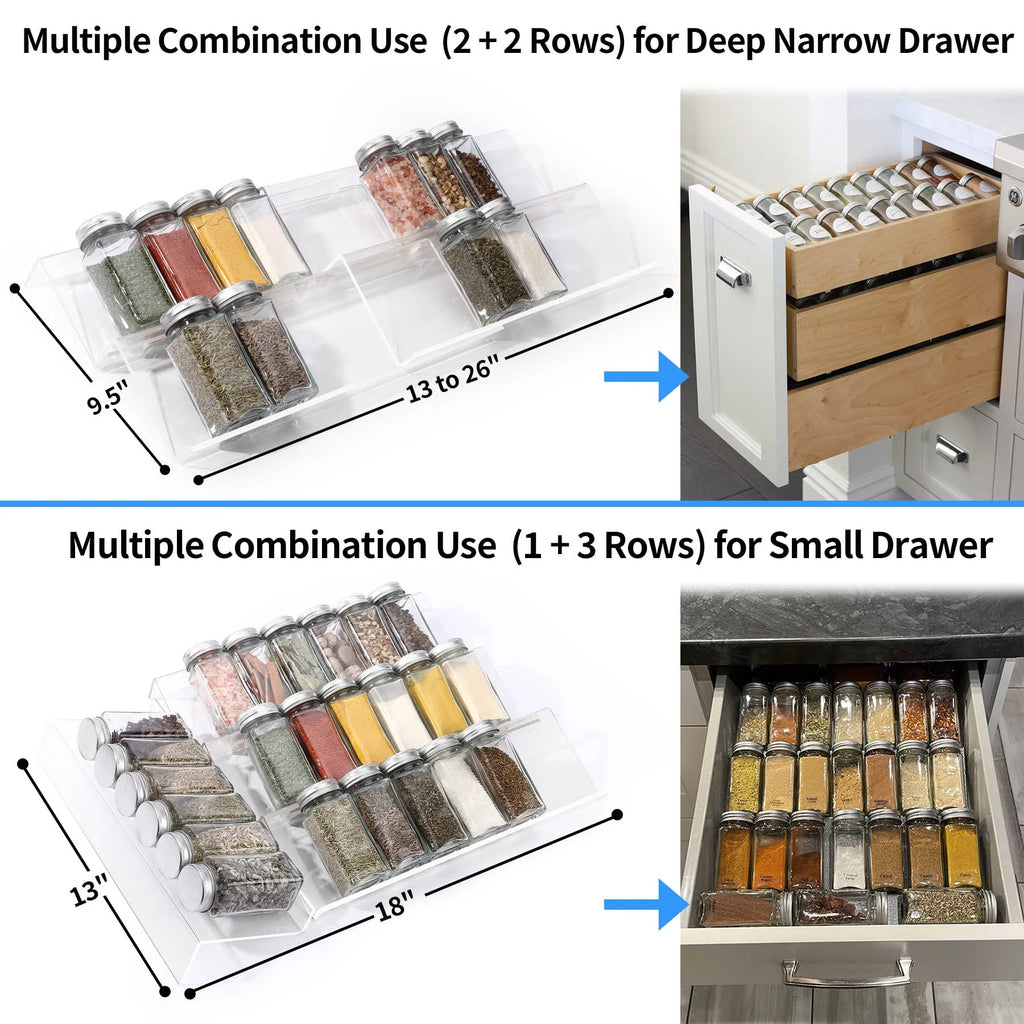4 Tier 2 Set Expandable Acrylic Spice Drawer Organizer V1568