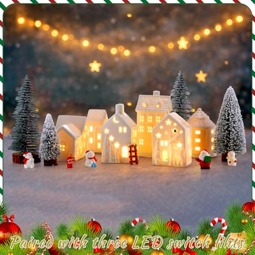 16 Pcs LED Ceramic Christmas Village Set O7686