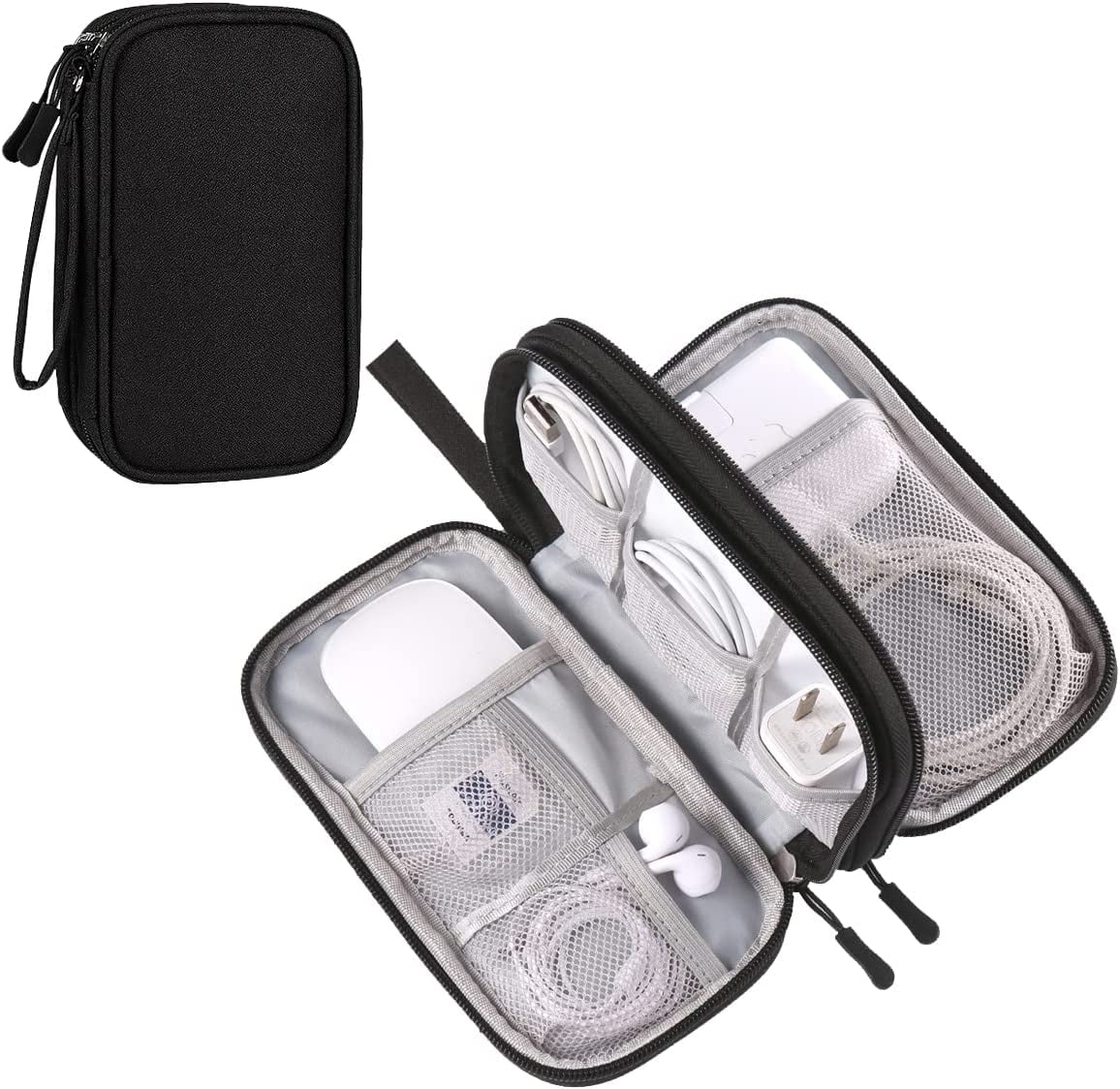 Compact Light Grey Travel Electronics Organizer Bag Y9743