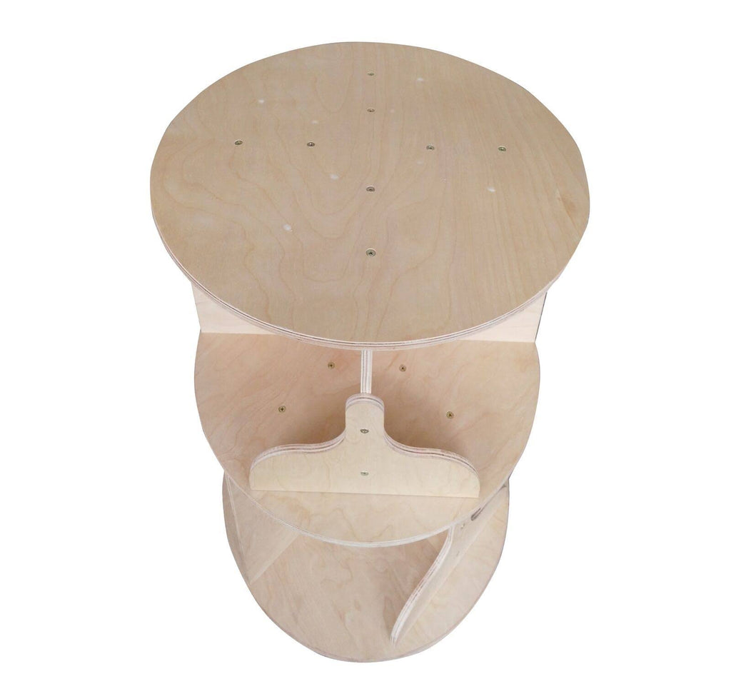 Natural Finish Two-Tier Round Wooden Bookcase P2142
