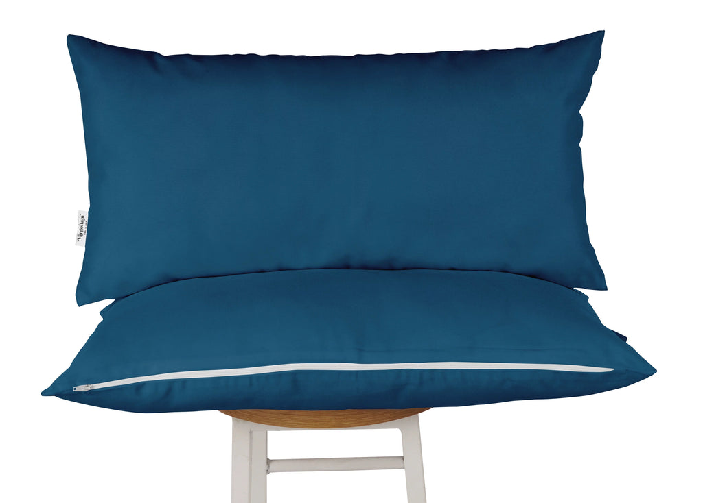 Navy Blue Set of 2 Polyester Lumbar Throw Pillow Q30145