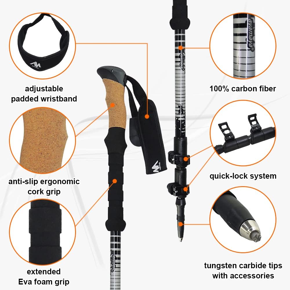 Carbon Fiber Trekking Poles with Cork Handle U3566