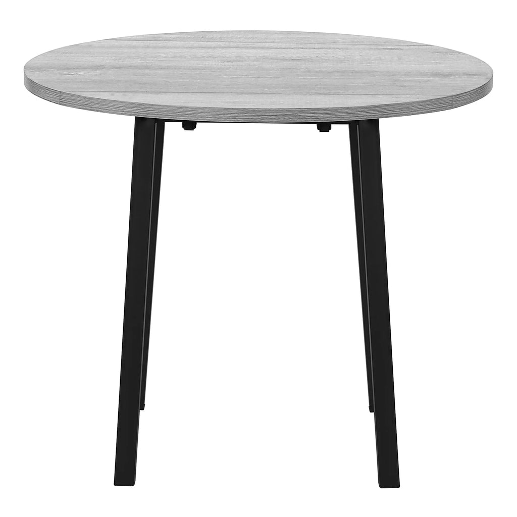 Gray 3pcs Drop Leaf Dining Table Set with Black Metal W49633