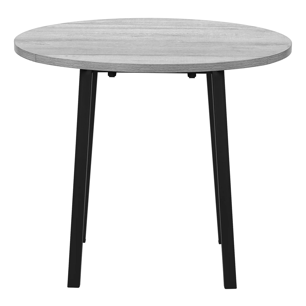 Gray 3pcs Drop Leaf Dining Table Set with Black Metal W49633