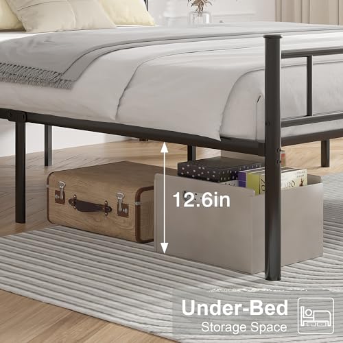Full Size Bed Frame with Headboard, Heavy-Duty Metal Platform J83524