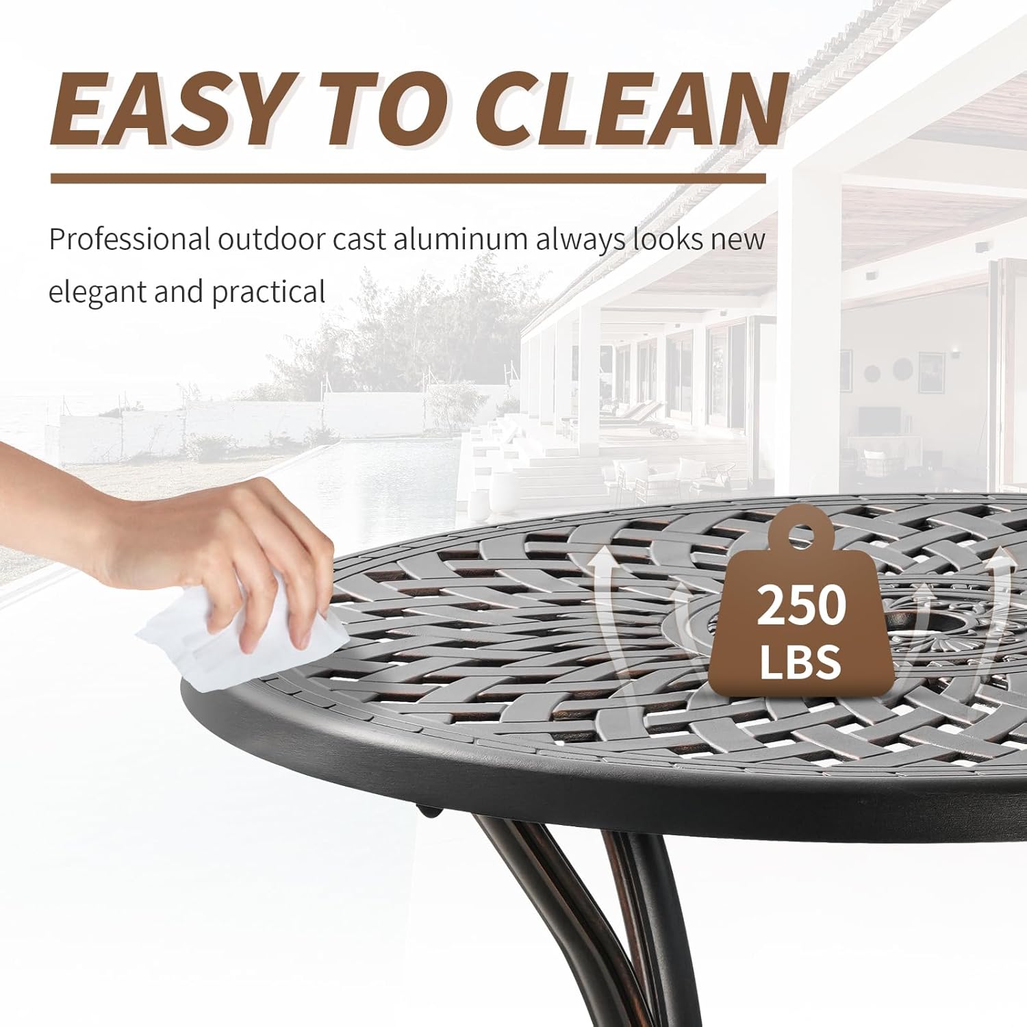 Black Metal Round Patio Dining Table with Umbrella Hole G1118