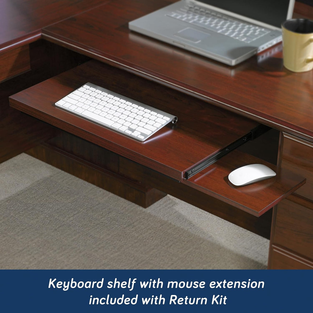 L-Shaped Desk with Hutch, Classic Cherry T781