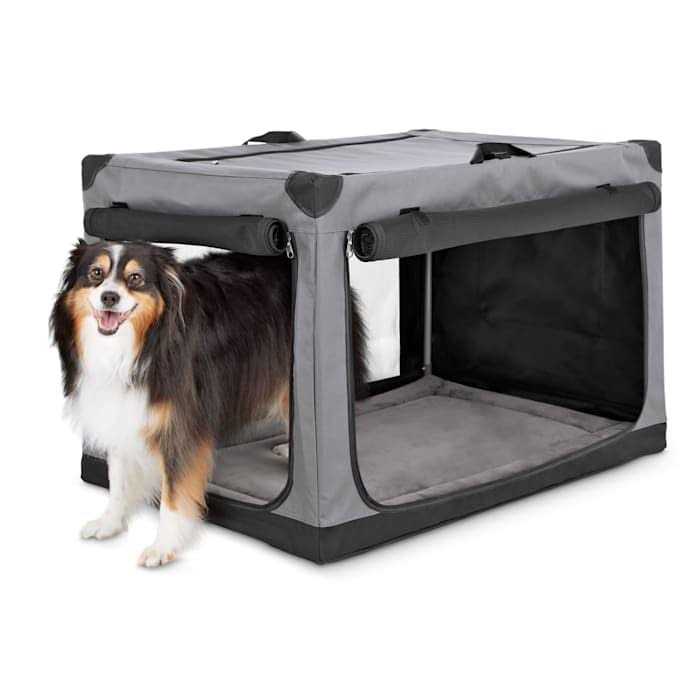 Portable Canvas Dark Grey Dog Crate P11918