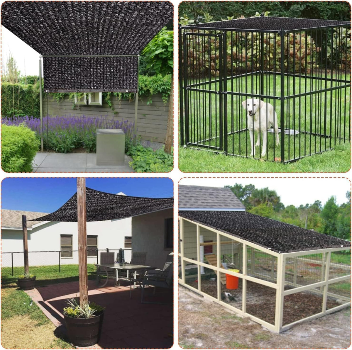 10 x 10 Feet Mesh Shade Panel with Grommets Dog Kennel Cover P8752