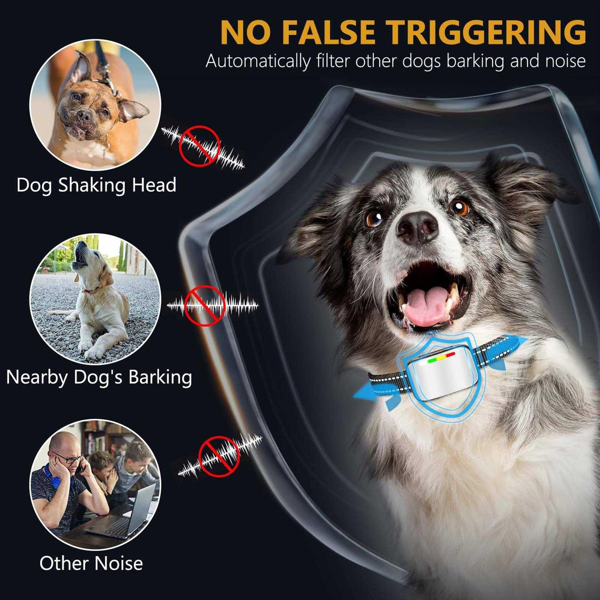 Rechargeable Dog Bark Collar 2 Pack with 4 Adjustable Sensitivity B95611