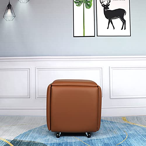 Leather Nesting Ottoman Cube Chair with Wheels P752