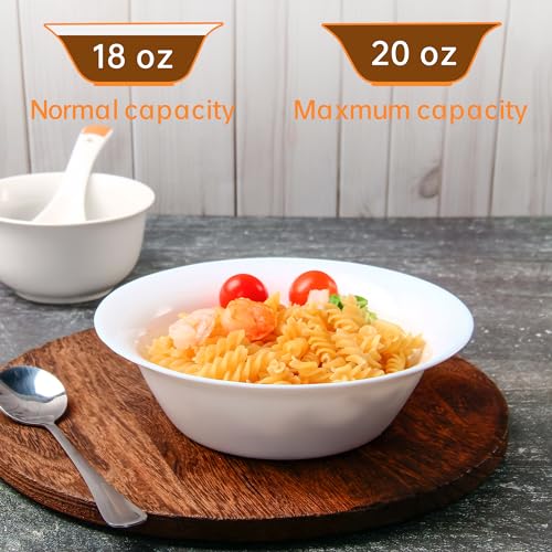 20 OZ Tempered Glass White Soup Bowls Set of 8 F1595