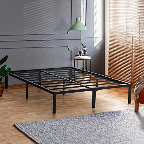 18 Inch Tall Heavy Duty Steel Slat Bed Frame Full Black D895
