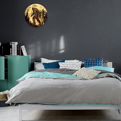 Golden Moon Wall Clock Silent Non-Ticking Round Wooden Clock Battery Operated 40*40cm Q259