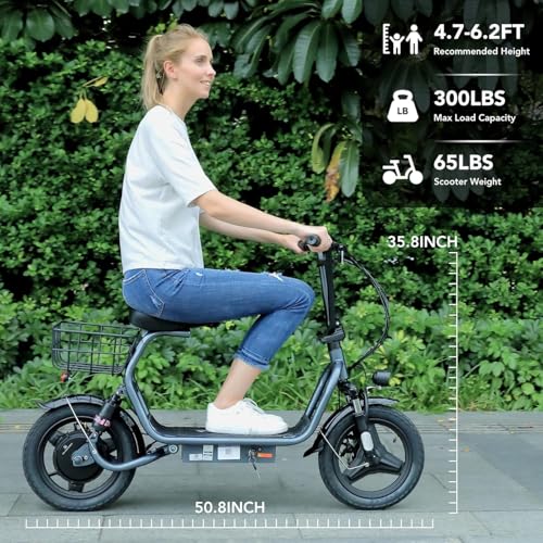 1200W Electric Scooter with Seat, 14" Fat Tire, 500Wh Battery, Foldable E37125
