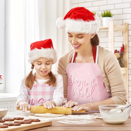4Pcs Pink Christmas Kitchen Cooking Aprons A64332