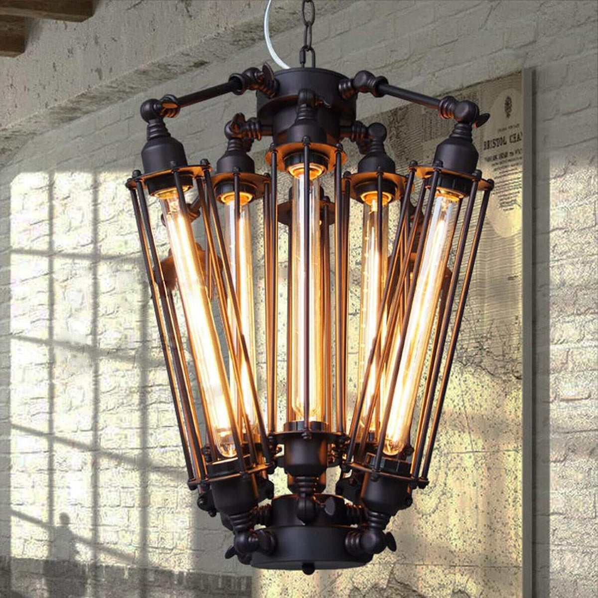 8-Lights Industrial Metal Pendant Chandelier H734
