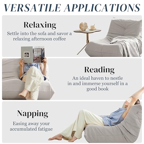 3-Seater Beige Suede Microfiber Bean Bag Chair U688618