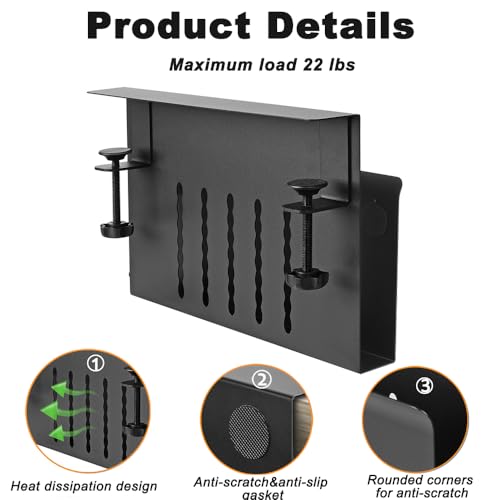 Black Clamp On Under Desk Laptop Holder with Magnetic Pen Holder A96706