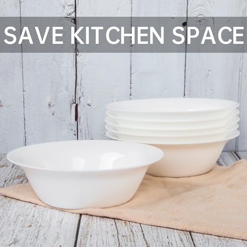 20 OZ Tempered Glass White Soup Bowls Set of 8 F1595