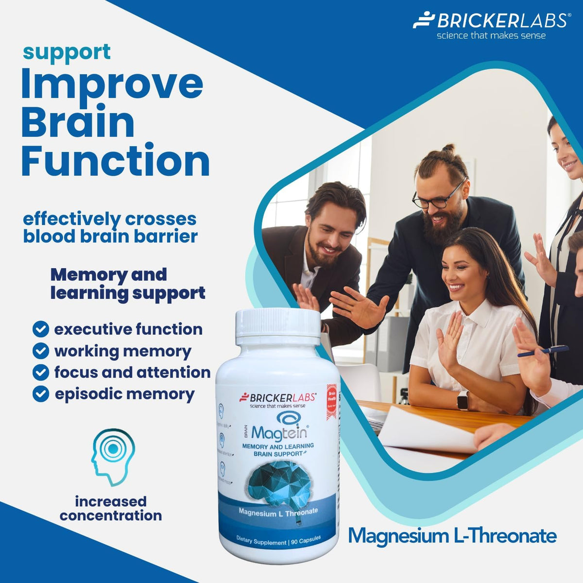 Magnesium L Threonate Supplement, 90 Capsules J476
