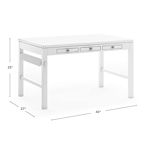Creamy White Wooden Art Table with Storage Drawers B43165