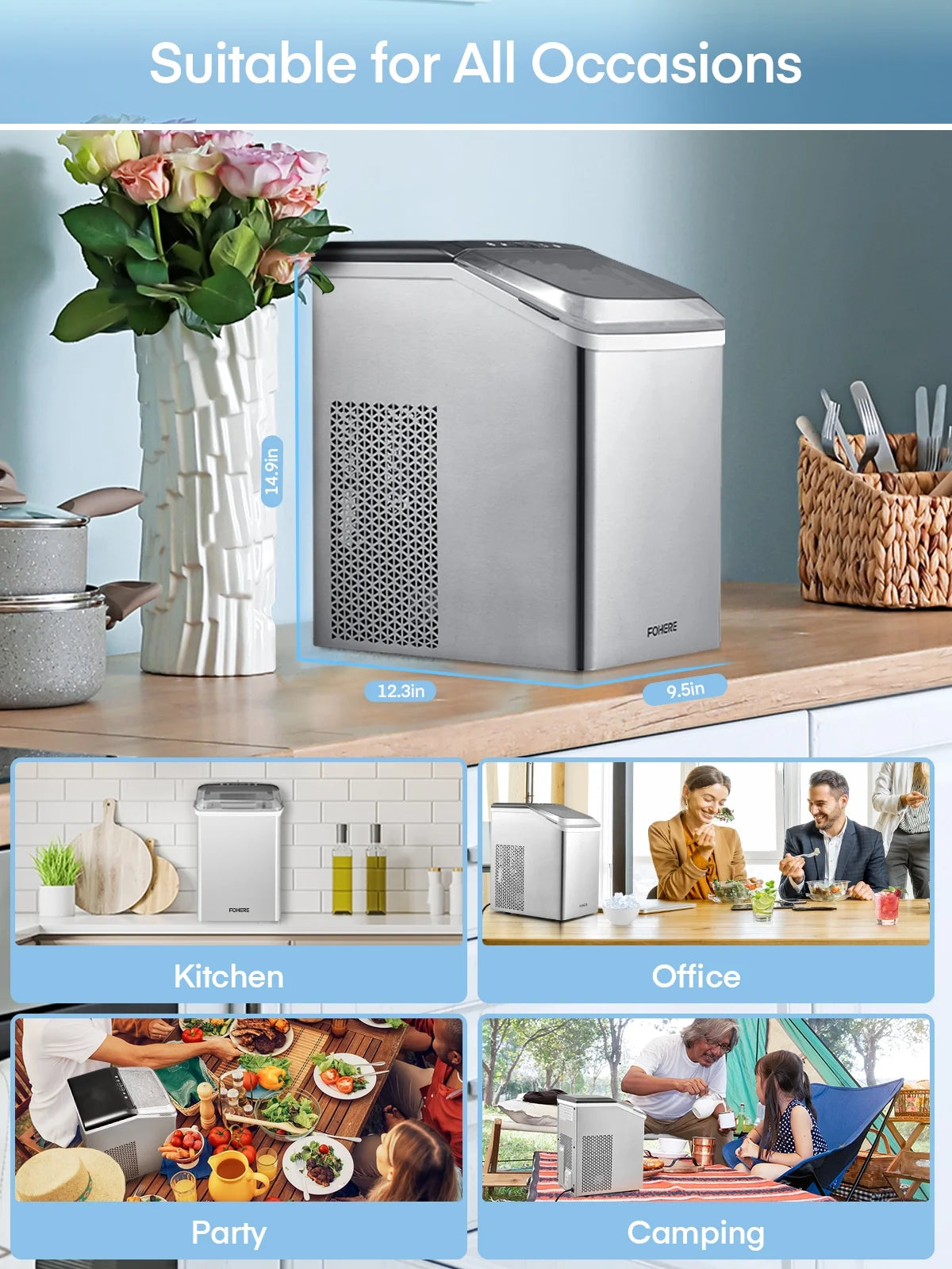 Stainless Steel Countertop Pellet Ice Maker C71598