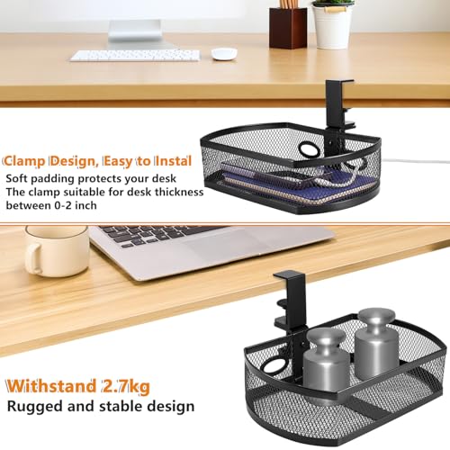Square-Black Alloy Steel Under Desk Drawer Organizer O32841