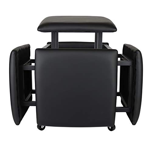 Leather Nesting Ottoman Cube Chair with Wheels P752