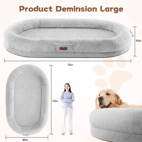 Giant Foldable Faux Fur Memory Foam Dog Bed Black B40371