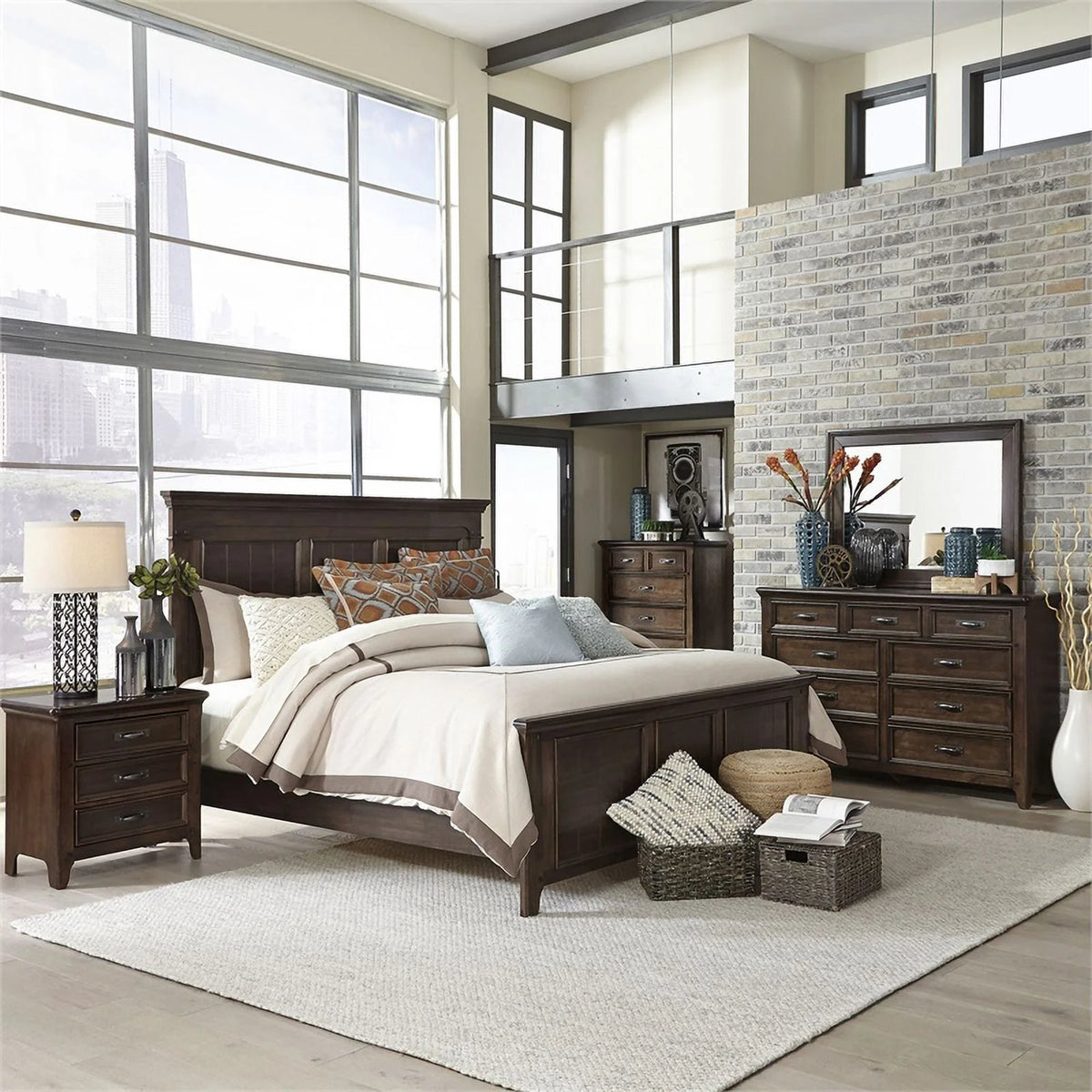 Queen Panel Bed and 9 Drawer Dresser G18072