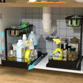 2-Pack Height Adjustable 2-Tier Pull Out Under Sink Organizer A7098