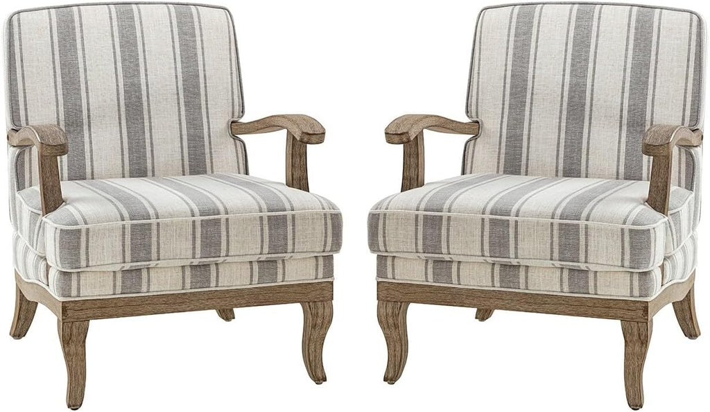 Polyester Armchair with Solid Wood Legs Set of 2 I7561